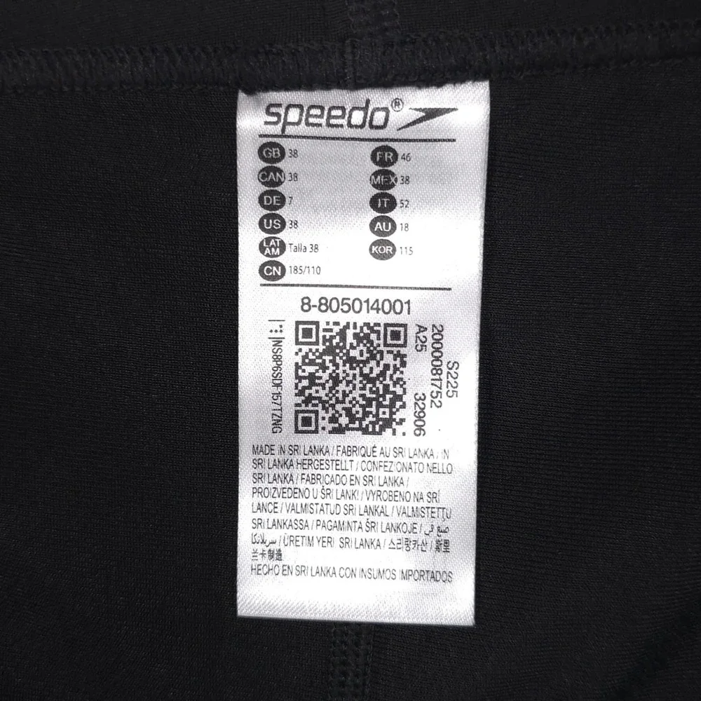 SPEEDO Endurance + Jammer Mens New Swim Trunks 38 Solid Drawstring Black